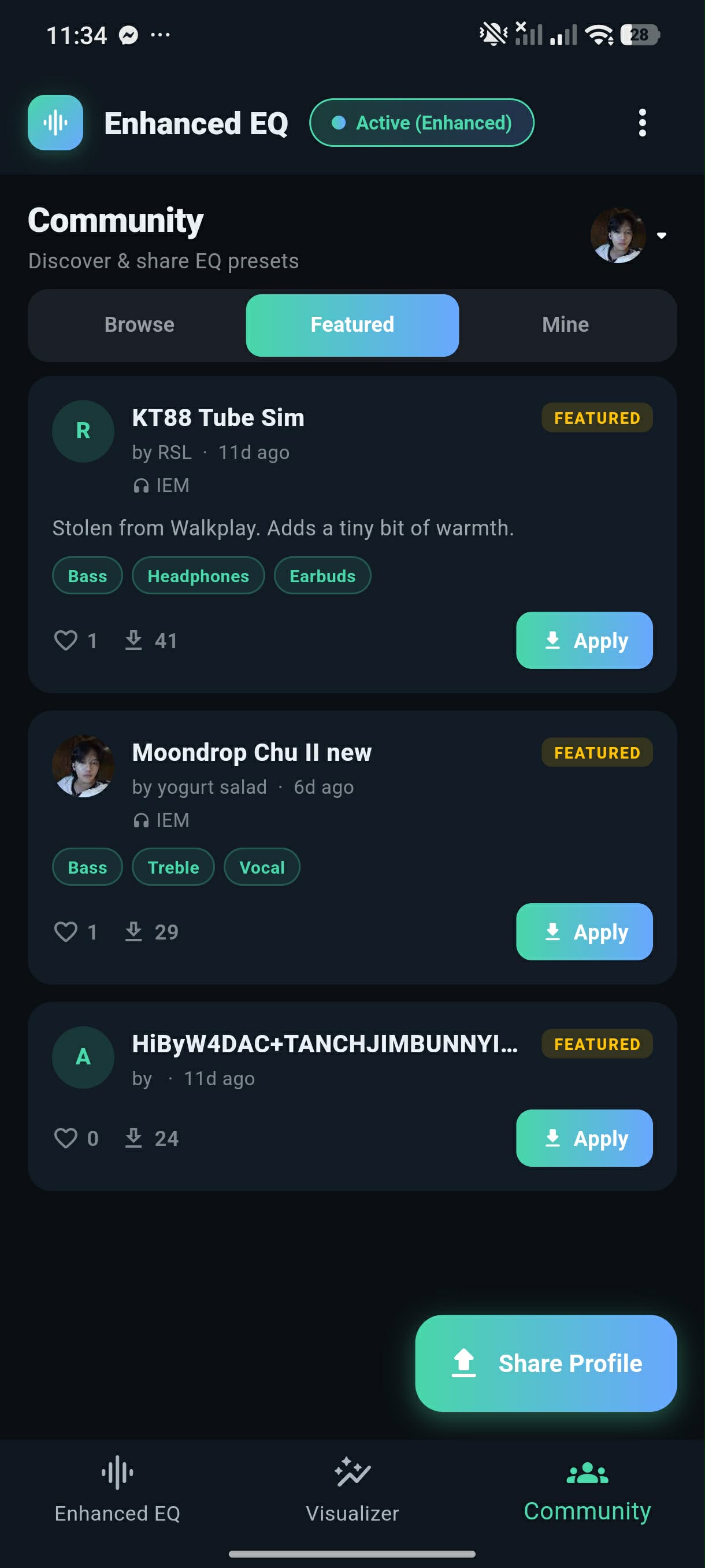 Community browse tab in Enhanced EQ